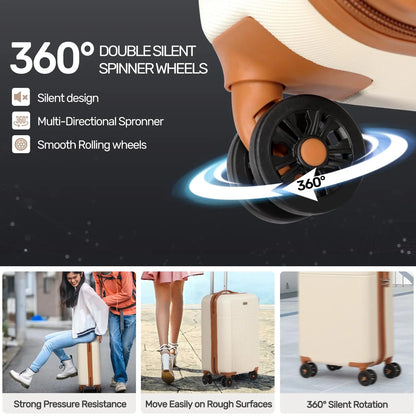 3-Piece ABS Hardshell Luggage Set | 21"+24"+28", TSA Lock, 4 Spinner Wheels, Telescopic Handle — Pink, Grey, Black, Blue or White