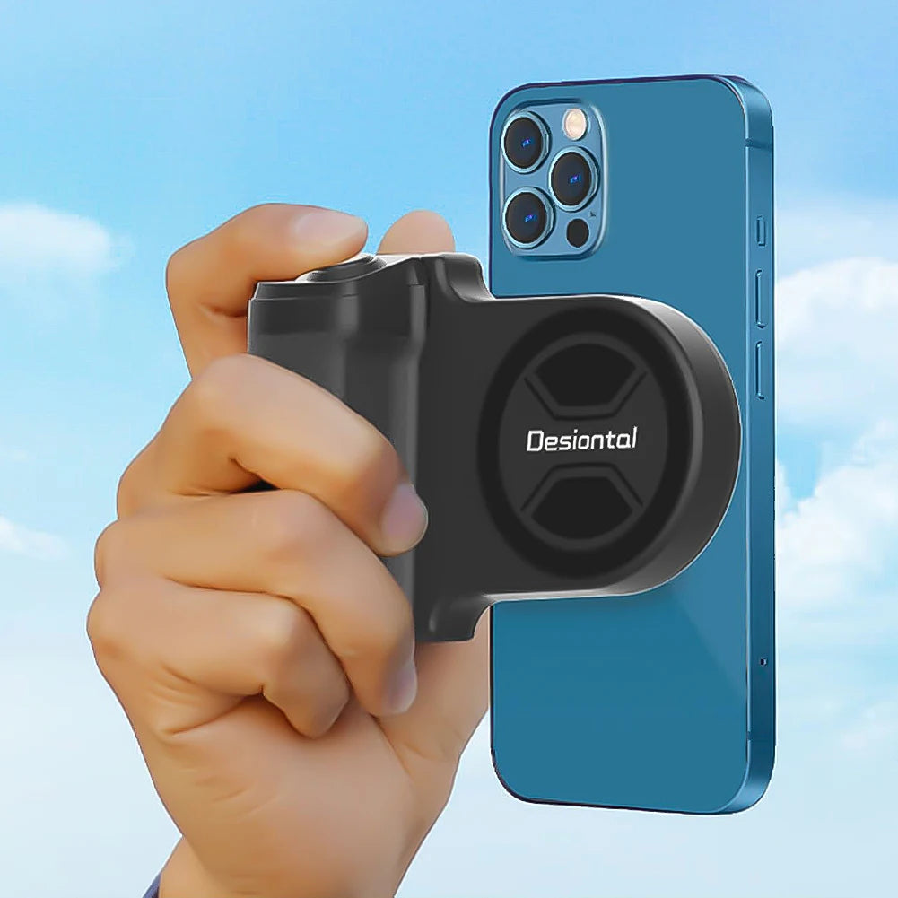 Magnetic Selfie Phone Tripod Mount with Bluetooth Detachable Remote – Anti-Shake Tripod Grip Holder & Camera Handle for iPhone & Android | TikTok Video & Vlogging Stabiliser