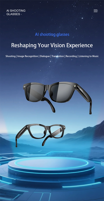 Blackview BV100 AI Smart Glasses | 8MP Camera, Bluetooth Calls, AI Translator & Voice Assistant — Sunglasses or Anti-Blue Light