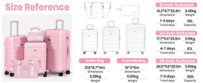 5-Piece ABS Hardshell Luggage Set | TSA Lock, 4 Spinner Wheels, Lightweight Trolley — Pink or Beige
