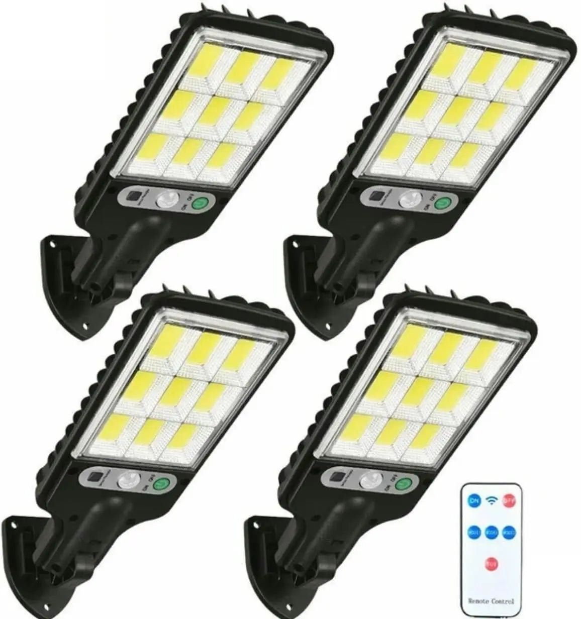 Solar Lights Outdoor, 6000 Lumens 4pack 108COB LED Solar Powered Motion Sensor Wall Lamp - IP65 Waterproof with Remote Control, Durable Security Light for Outside Wall, Garden, Yard, Porch (4Pack)