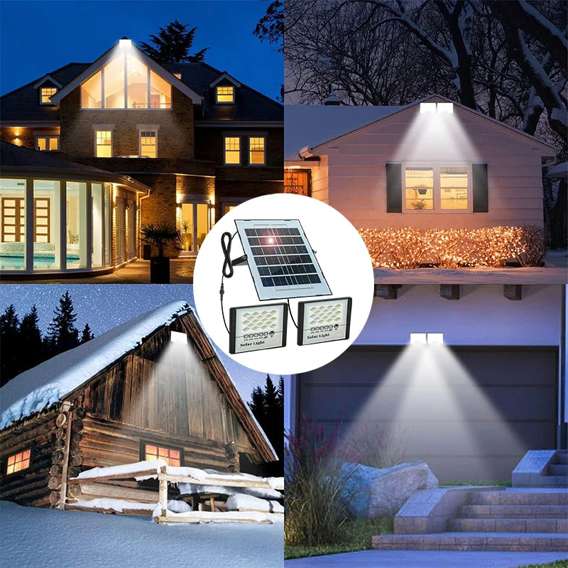 144LED Solar Light High bright 2 Head Flood Light Waterproof IP67 Outdoor Garden Wall Light With Aluminum Solar Panel For Garden