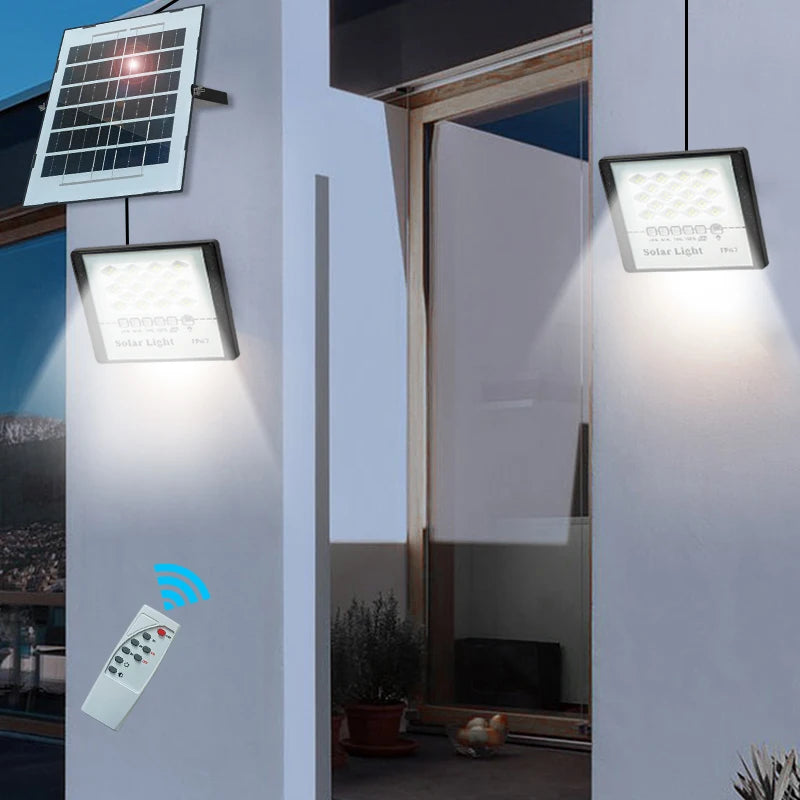 144LED Solar Light High bright 2 Head Flood Light Waterproof IP67 Outdoor Garden Wall Light With Aluminum Solar Panel For Garden