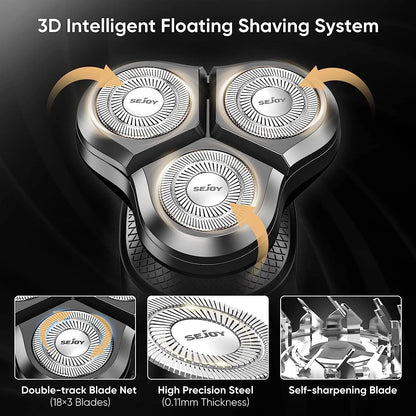 SEJOY 3 In 1 Multifunction Mens Electric Shaver Powerful Beard Nose Hair Trimmer Shaving Machine Electric Razor Waterproof