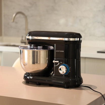 KOMORE 5.5-Quart 1400W Household Stand Mixer – Powerful Electric Kitchen Mixer with Stainless Steel Bowl 6-Speed