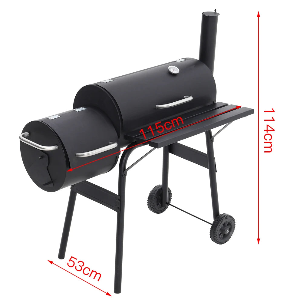 【Breeins】Charcoal Grill, Adjustable Charcoal Tray, Pull-out Ash Tray, Heavy Duty Barbecue Grill with Wheels