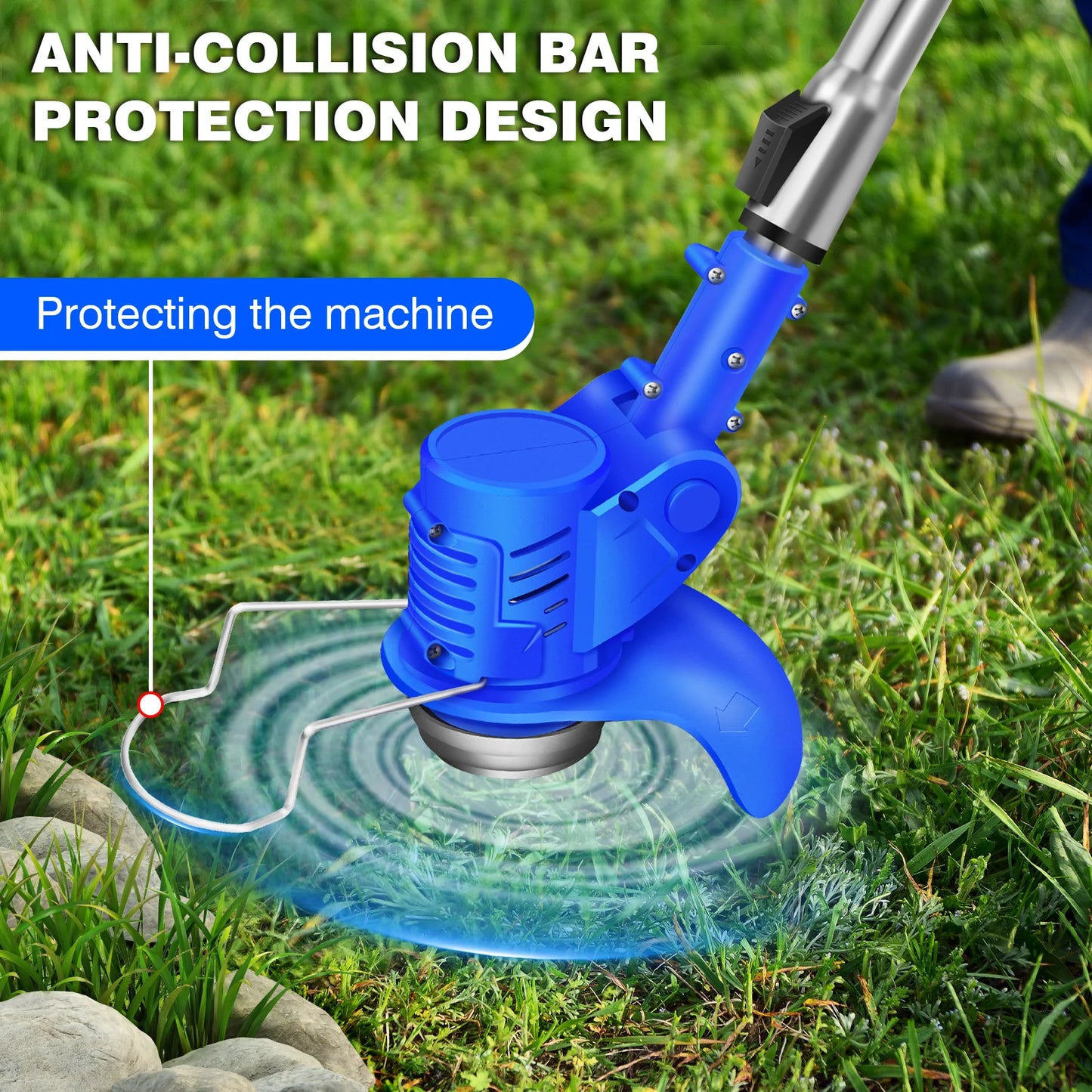 21V Cordless Weed Wacker,Battery Powered Weed Wacker 3 in 1 Rechargeable Weed Wacker Electric for Lawn Garden Yard,Blue