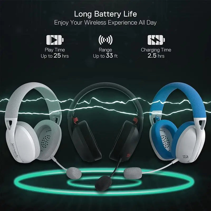 Redragon H848 Wireless Bluetooth Gaming Headset – Lightweight Over-Ear Headphones with 7.1 Surround Sound 40mm Drivers