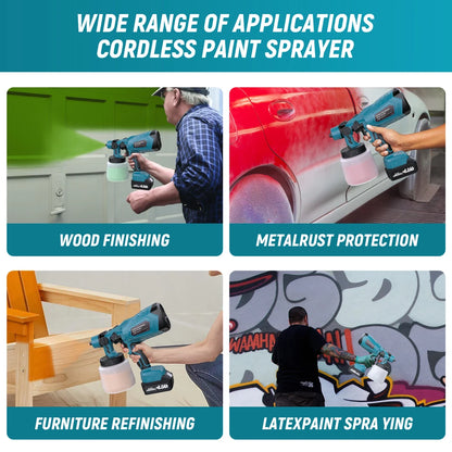 1000ML Cordless Paint Sprayer – Compatible with Makita BL1830 BL1840 BL1850 BL1860 Batteries – Adjustable Flow & 3 Spray Patterns