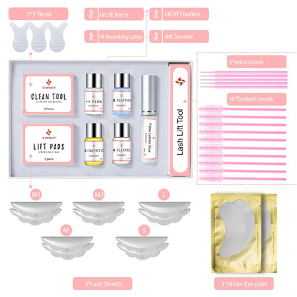 Lash Lift Kit | 6–8 Week Curl, Complete 10-Piece Set with Eye Pads & Brushes — Salon & Home Use