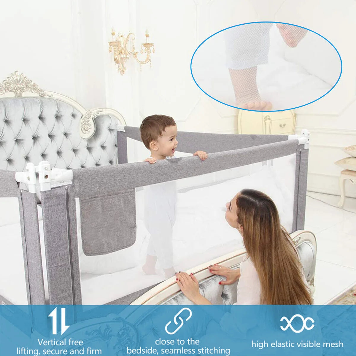 190cm Bed Safety Guard – Toddler Bed Rail – Safety Protection Barrier for Single Bed - 190x70cm / UNITED KINGDOM