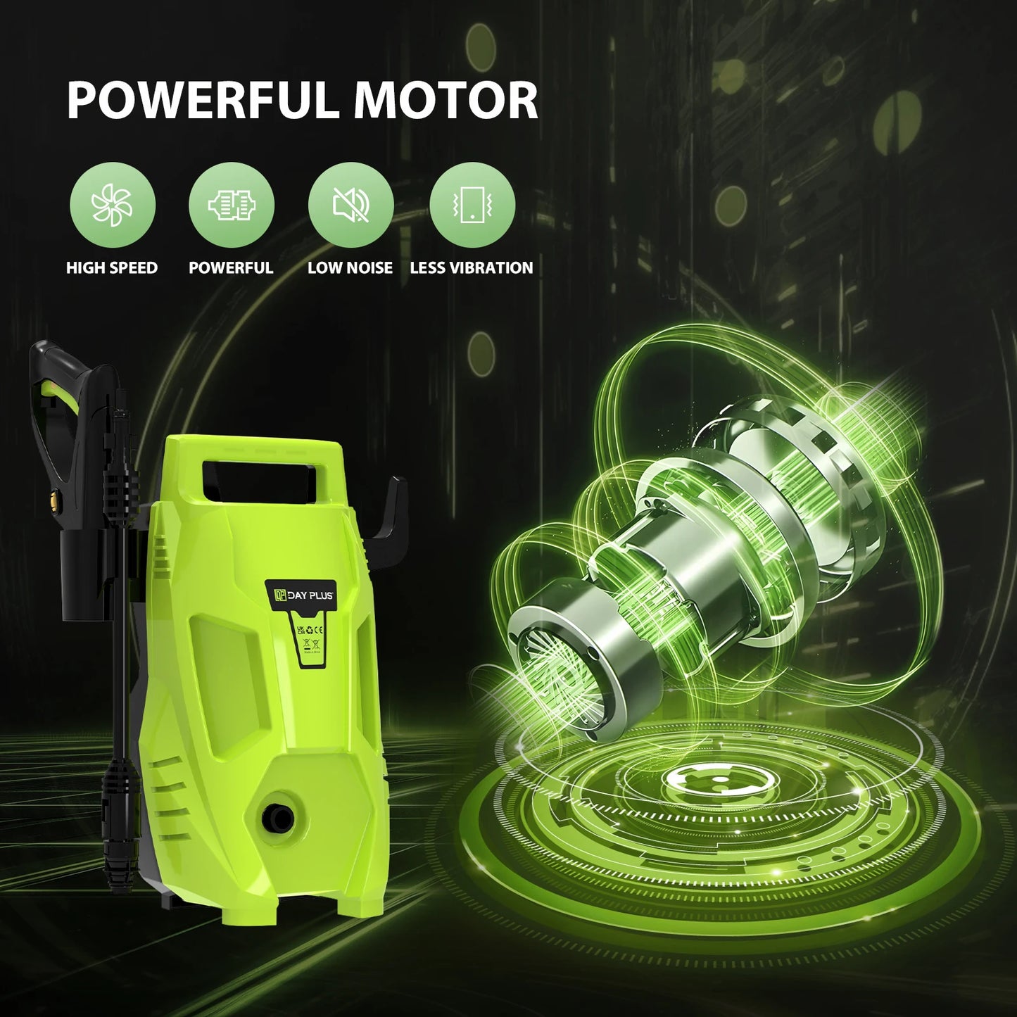 2050PSI Electric High Pressure Washer, 1.6GPM 2300W Washer with 1-180° Adjustable Nozzle and Detergent Tank for Cleaning Car