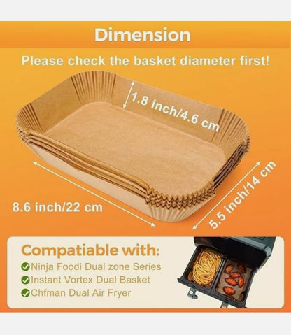 Ctizne Air Fryer Liners – Disposable Rectangle 250 Super Food Grade Parchment Liners