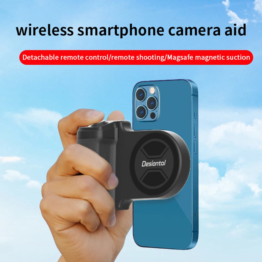 Magnetic Selfie Phone Tripod Mount with Bluetooth Detachable Remote – Anti-Shake Tripod Grip Holder & Camera Handle for iPhone & Android | TikTok Video & Vlogging Stabiliser