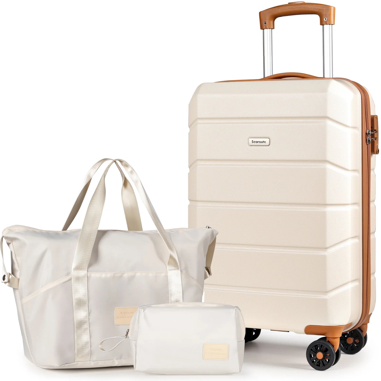 20" Hardshell Carry-On Suitcase | ABS Lightweight, TSA Lock, 4 Spinner Wheels, Cabin-Approved — Pink or Beige