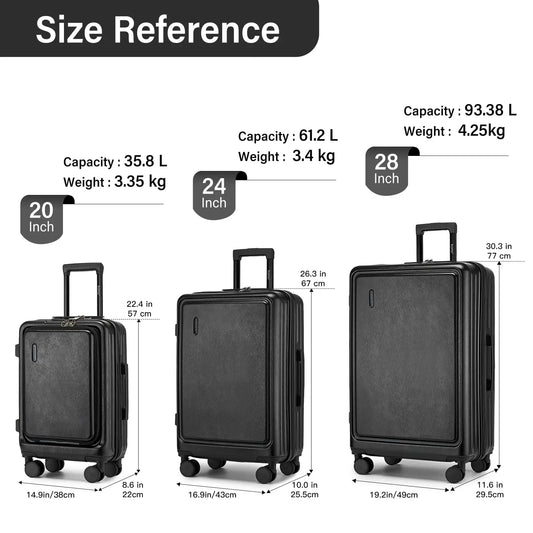Kono Hardshell Luggage Set | ABS+PC Lightweight, TSA Lock, 4 Spinner Wheels — 2-Piece or 4-Piece, Navy, Grey, Black or Burgundy