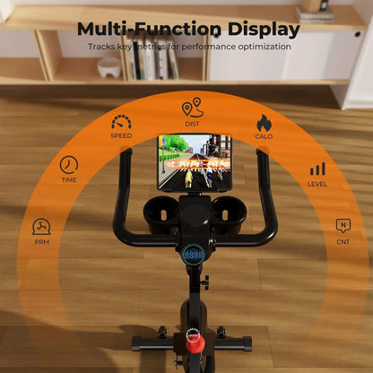 Exercise Bike Home Ergometer Exercise Bike with Adjustable Magnetic Resistance Indoor Bicycle LCD Display 100 kg Load Capacity
