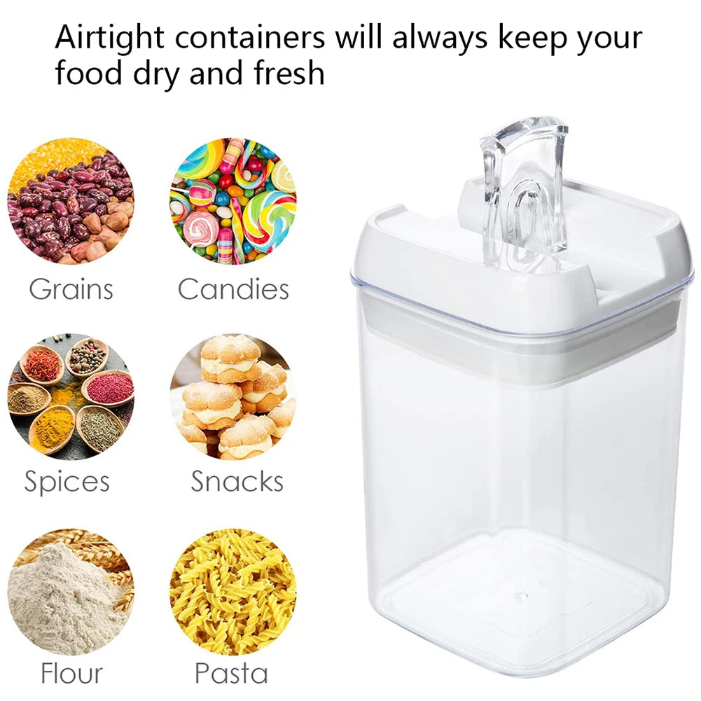 【Lifeideas】7Pcs Airtight Food Storage Containers with Clasp Lids Plastic Clear Jars with Easy Lock Lid Kitchen Pantry Organize