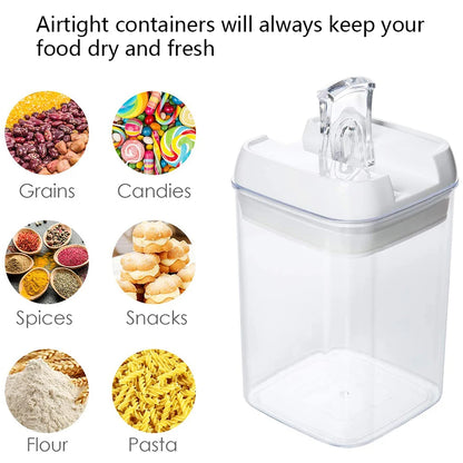 【Lifeideas】7Pcs Airtight Food Storage Containers with Clasp Lids Plastic Clear Jars with Easy Lock Lid Kitchen Pantry Organize