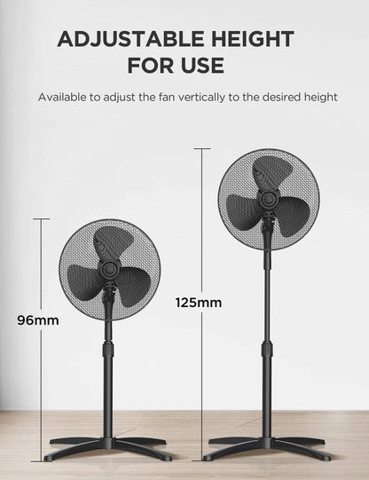 Midea 40W Pedestal Fan by COMFEE – Quiet Oscillating Standing Fan with 3 Speed Settings, Adjustable Height & Powerful Airflow – Home & Office Cooling Solution