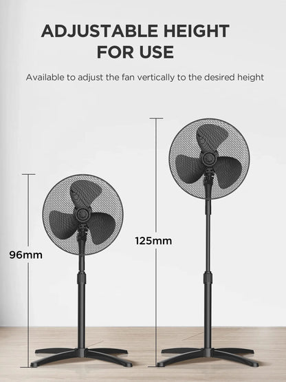 Midea 40W Pedestal Fan by COMFEE – Quiet Oscillating Standing Fan with 3 Speed Settings, Adjustable Height & Powerful Airflow – Home & Office Cooling Solution