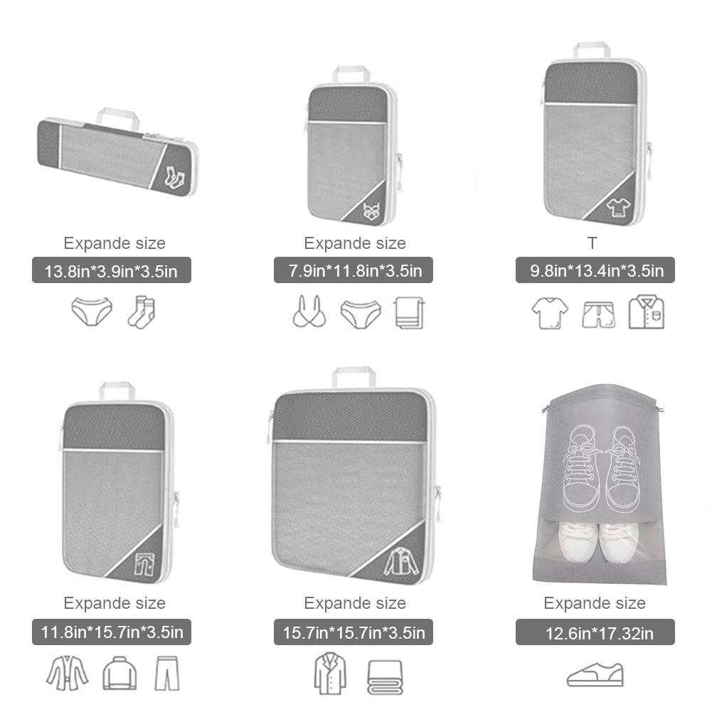 10pcs Compression Packing Cubes with Shoe Bags – Suitcase Storage Set & Carry‑On Luggage Organisers for Travel | UK