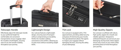 3-Piece ABS Hardshell Luggage Set | 21"+24"+28", TSA Lock, 4 Spinner Wheels, Telescopic Handle — Pink, Grey, Black, Blue or White