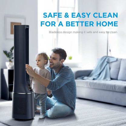 Midea 2-in-1 Bladeless Tower Fan with DC Motor – Ultra Quiet 10 Speeds LED Display App Control & Remote | COMFEE Smart