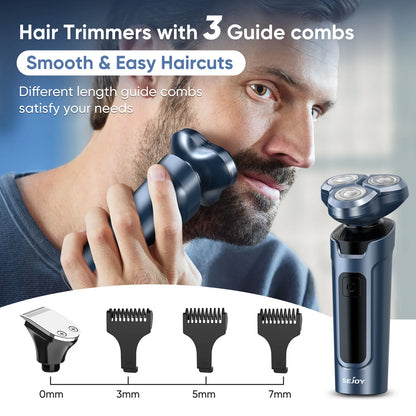 SEJOY 3 In 1 Multifunction Mens Electric Shaver Powerful Beard Nose Hair Trimmer Shaving Machine Electric Razor Waterproof