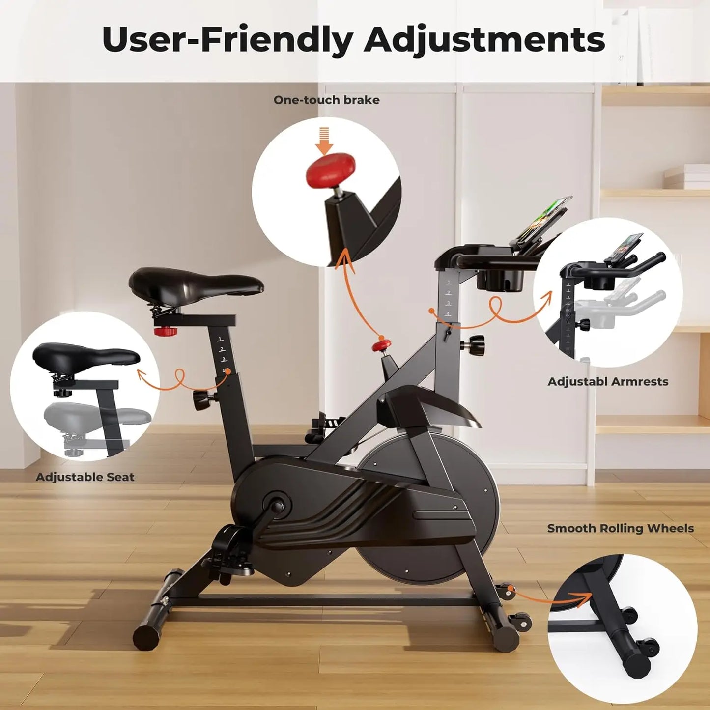 Exercise Bike Home Ergometer Exercise Bike with Adjustable Magnetic Resistance Indoor Bicycle LCD Display 100 kg Load Capacity