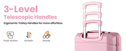 20" Hardshell Carry-On Suitcase | ABS Lightweight, TSA Lock, 4 Spinner Wheels, Cabin-Approved — Pink or Beige
