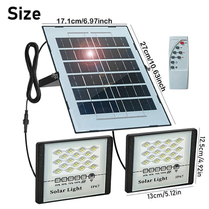 144LED Solar Light High bright 2 Head Flood Light Waterproof IP67 Outdoor Garden Wall Light With Aluminum Solar Panel For Garden