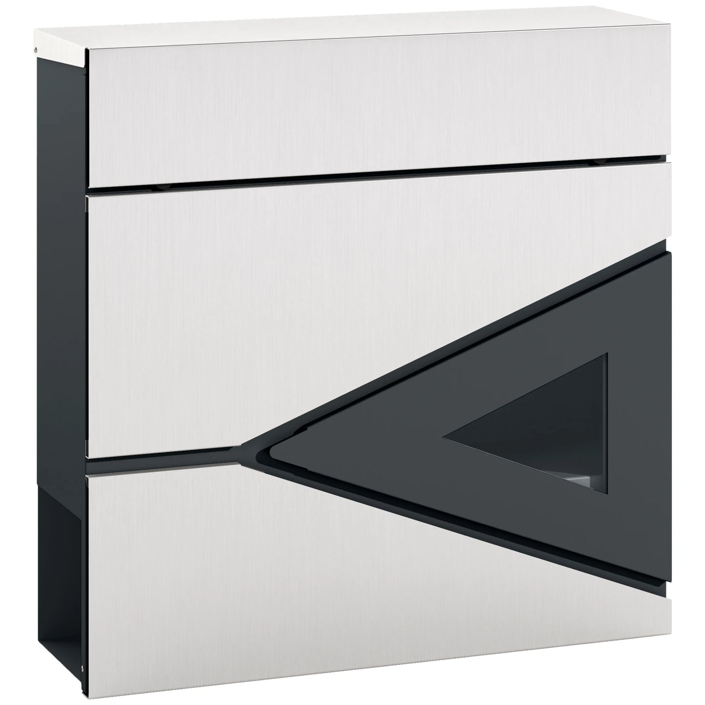 HOMCOM Wall Mounted Post Box - Modern Weatherproof Letterbox with Lock & Keys - Stainless Steel Design for UK Homes