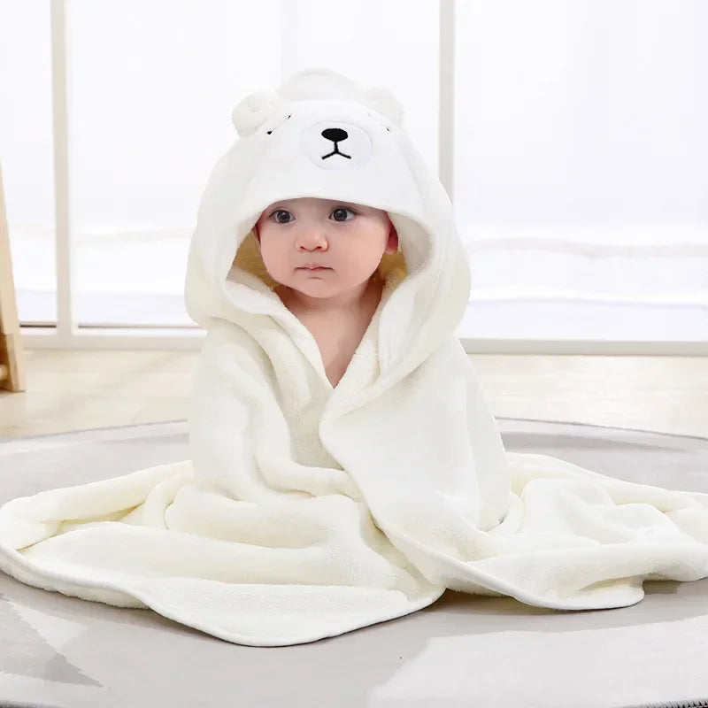 Baby Hooded Bath Towels – Soft Cartoon Animal Newborn Towel Blanket & Toddler Bathrobe – Warm Sleeping Swaddle Wrap