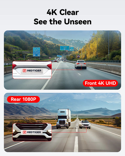 REDTIGER F7NP-EX 4K+1080P Dash Cam Built-in 5.8GHz Wifi And GPS Dash Camera Night Vision Recorder APP Control 24H Parking Monito