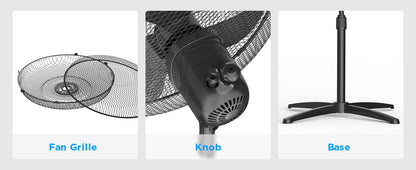 Midea 40W Pedestal Fan by COMFEE – Quiet Oscillating Standing Fan with 3 Speed Settings, Adjustable Height & Powerful Airflow – Home & Office Cooling Solution