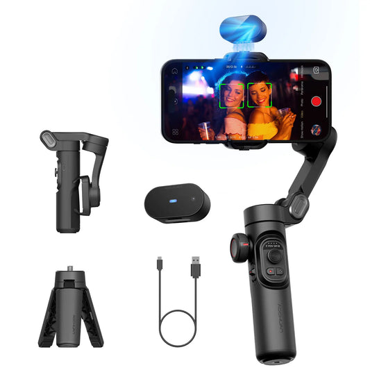 AOCHUAN Smart XE AI Gimbal - Professional Smartphone Stabilizer with No-App AI Tracking & Gesture Control - Perfect for TikTok & YouTube