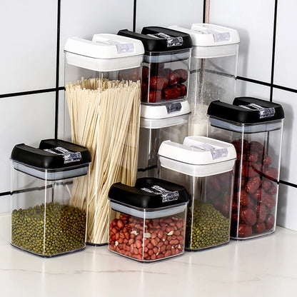 【Lifeideas】7Pcs Airtight Food Storage Containers with Clasp Lids Plastic Clear Jars with Easy Lock Lid Kitchen Pantry Organize