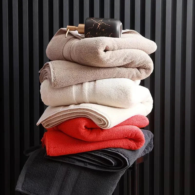 Inyahome 100% Cotton Shower Towels – Highly Absorbent White Bath Towel for Adults – Thick Pure Cotton Bathroom Towels for Home & Hotel Use