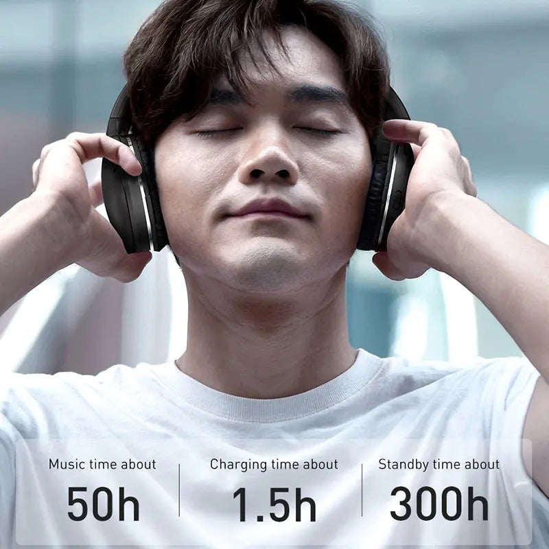 Baseus D02 Pro Wireless Bluetooth Headphones HIFI Stereo Earphones Foldable Sport Headset with Audio Cable foriPhone