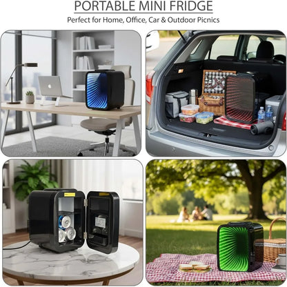 4L Mini Fridge Cooler & Warmer | RGB Lighting, Dual Voltage 12V DC / 240V AC, Skincare, Drinks & Cosmetics — Black