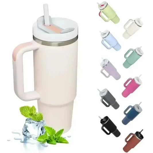 40oz Insulated Tumbler Vacuum Cup 2.0 – Stainless Steel Thermal Mug with Handle and Straw for Hot and Cold Drinks – Large Capacity Travel Mug for Coffee, Tea, Water (Uber Mug Cup)