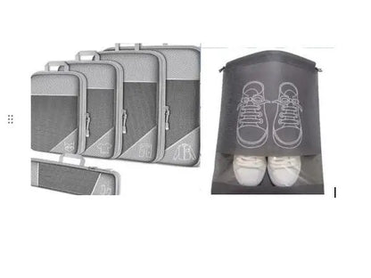 10pcs Compression Packing Cubes with Shoe Bags – Suitcase Storage Set & Carry‑On Luggage Organisers for Travel | UK