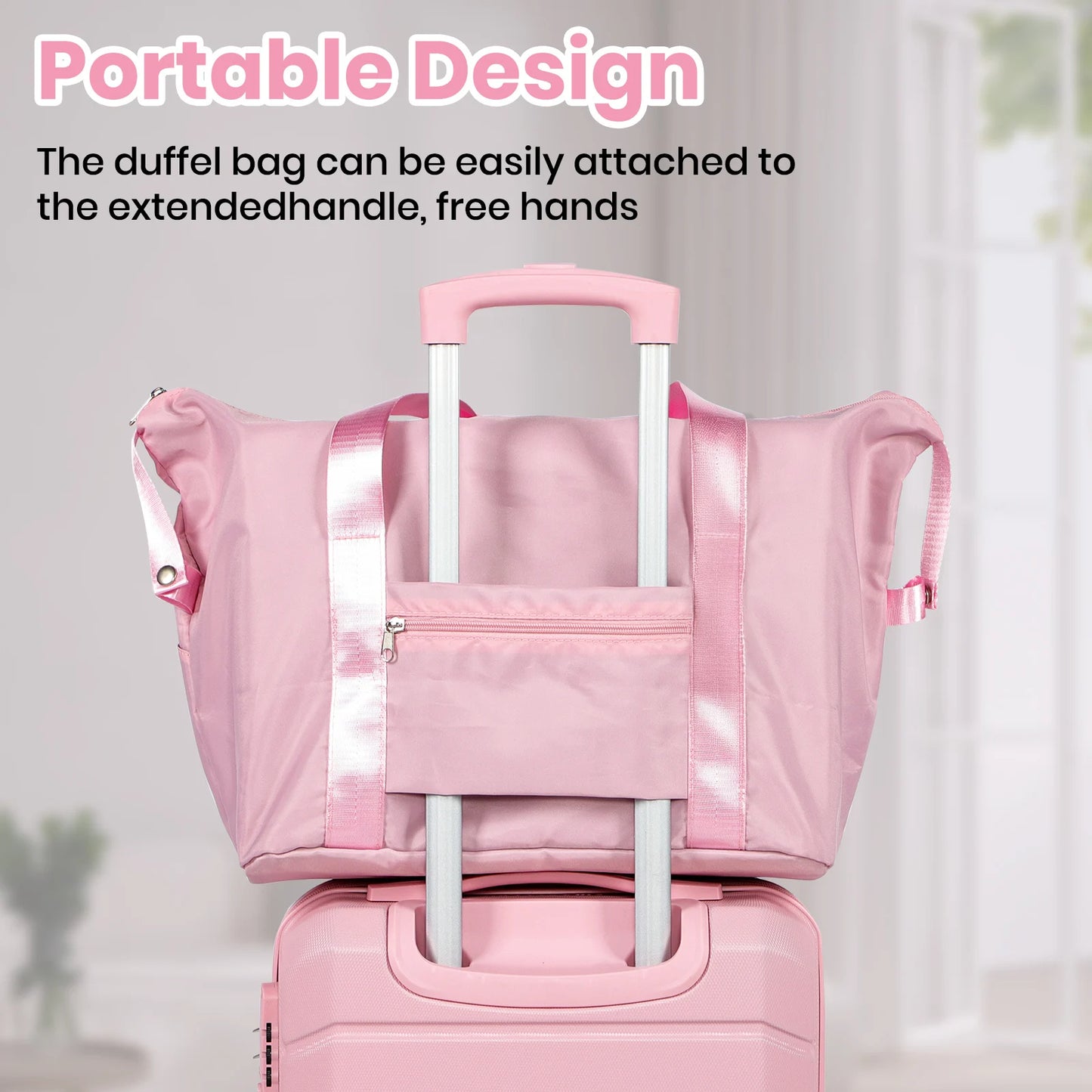 5-Piece ABS Hardshell Luggage Set | TSA Lock, 4 Spinner Wheels, Lightweight Trolley — Pink or Beige