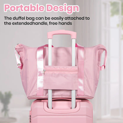 5-Piece ABS Hardshell Luggage Set | TSA Lock, 4 Spinner Wheels, Lightweight Trolley — Pink or Beige