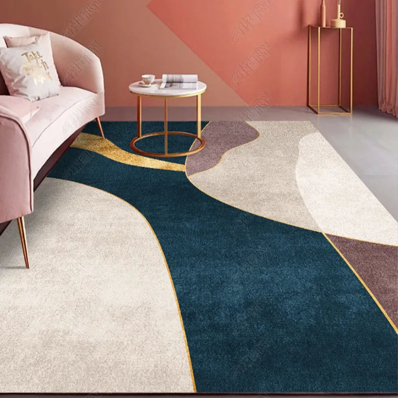 Nordic Geometric Abstract Area Rug – Modern Washable Living Room & Bedroom Carpet / Entrance Mat