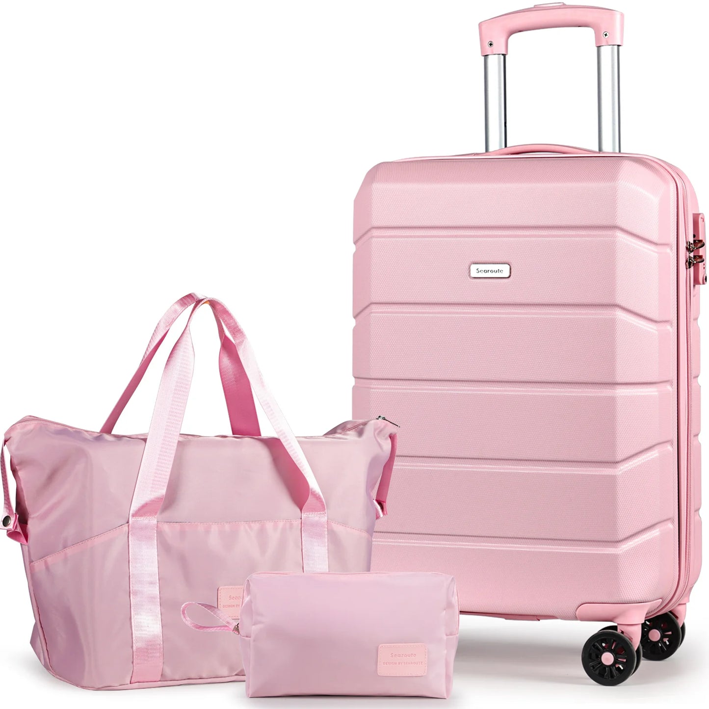 20" Hardshell Carry-On Suitcase | ABS Lightweight, TSA Lock, 4 Spinner Wheels, Cabin-Approved — Pink or Beige