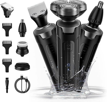 SEJOY 3 In 1 Multifunction Mens Electric Shaver Powerful Beard Nose Hair Trimmer Shaving Machine Electric Razor Waterproof