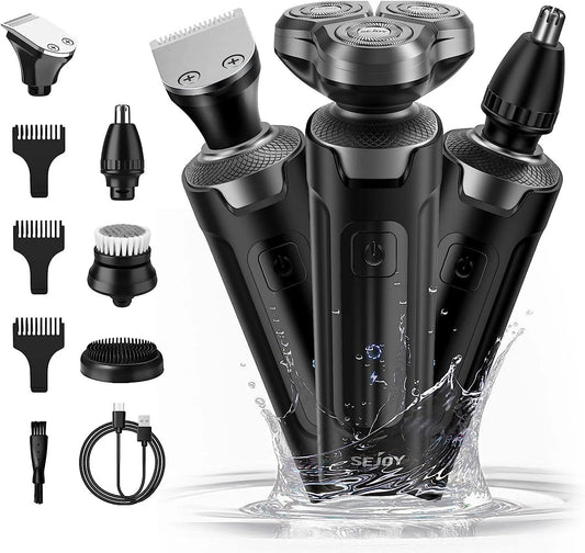 SEJOY 3 In 1 Multifunction Mens Electric Shaver Powerful Beard Nose Hair Trimmer Shaving Machine Electric Razor Waterproof