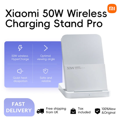 Xiaomi 50W Wireless Charging Stand Pro | Fast Wireless Charge, USB-C Input, Charging Indicator — White